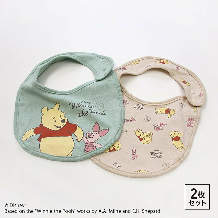 🇯🇵預訂 日本直送🇯🇵Winnie the pooh小熊維尼小豬印花純棉口水巾圍兜兩件套