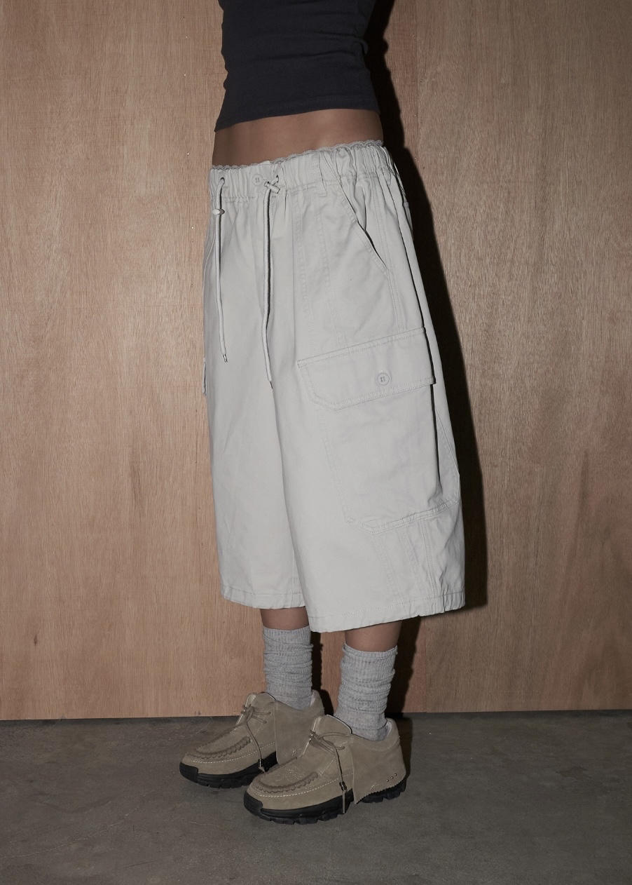 Drawstring Cotton Cargo Shorts