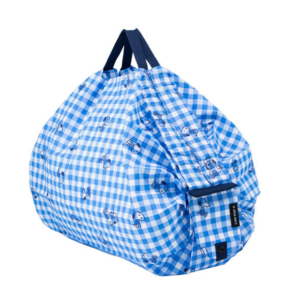 現貨｜Snoopy 日本 Shupatto Compact Bag 可摺 環保袋 M Size (藍色格仔圖案 SPZ-4366)