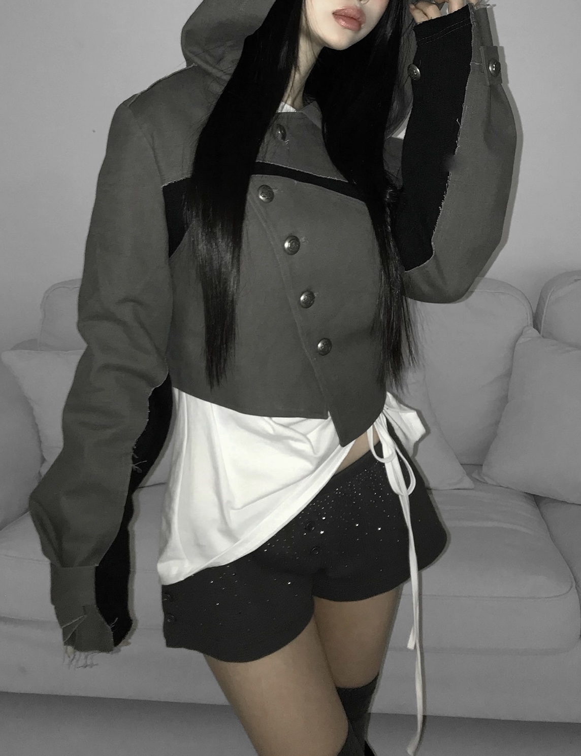 Waffle Knit Rhinestone Shorts