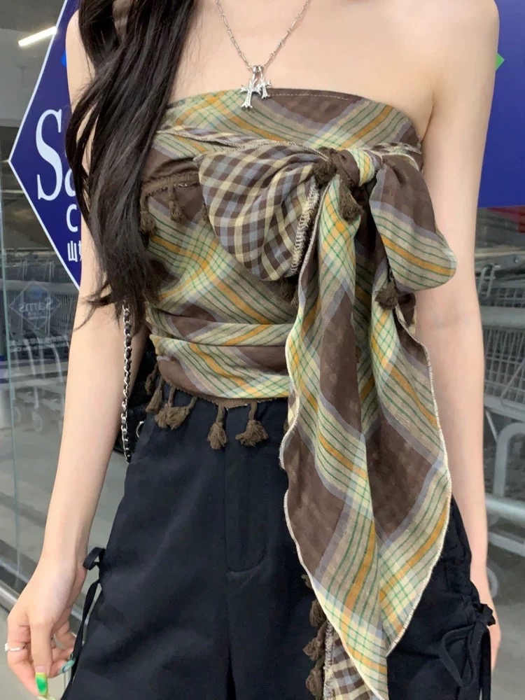 TP416小众风绑带抹胸