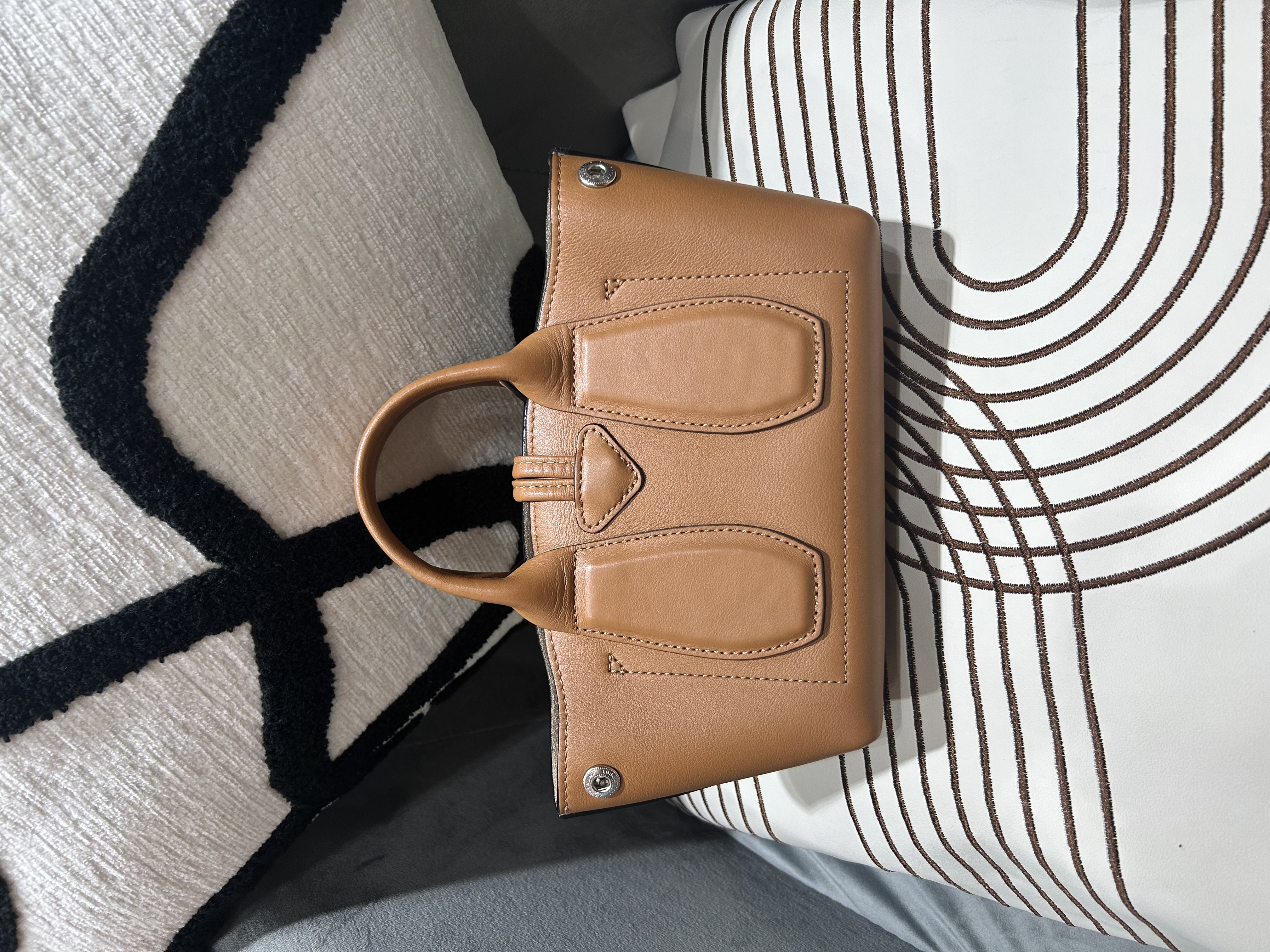 LONGCHAMP Le Roseau Handbag calfskin Tan 100%Authentic, 98%New ✅Dust bag