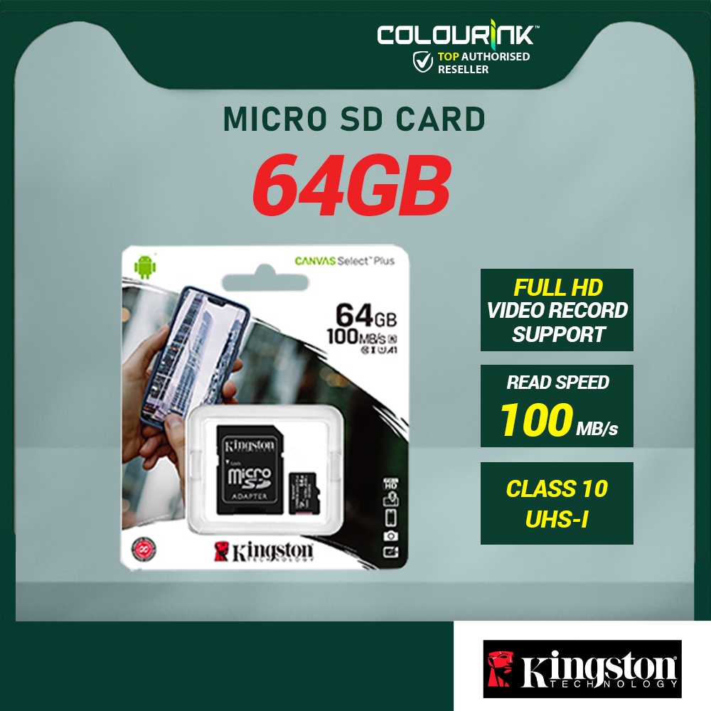 Kingston Canvas MicroSD Memory Card Class 10 UHS-I 32GB 64GB 128GB 256GB for Smartphone CCTV Camera Action Cam