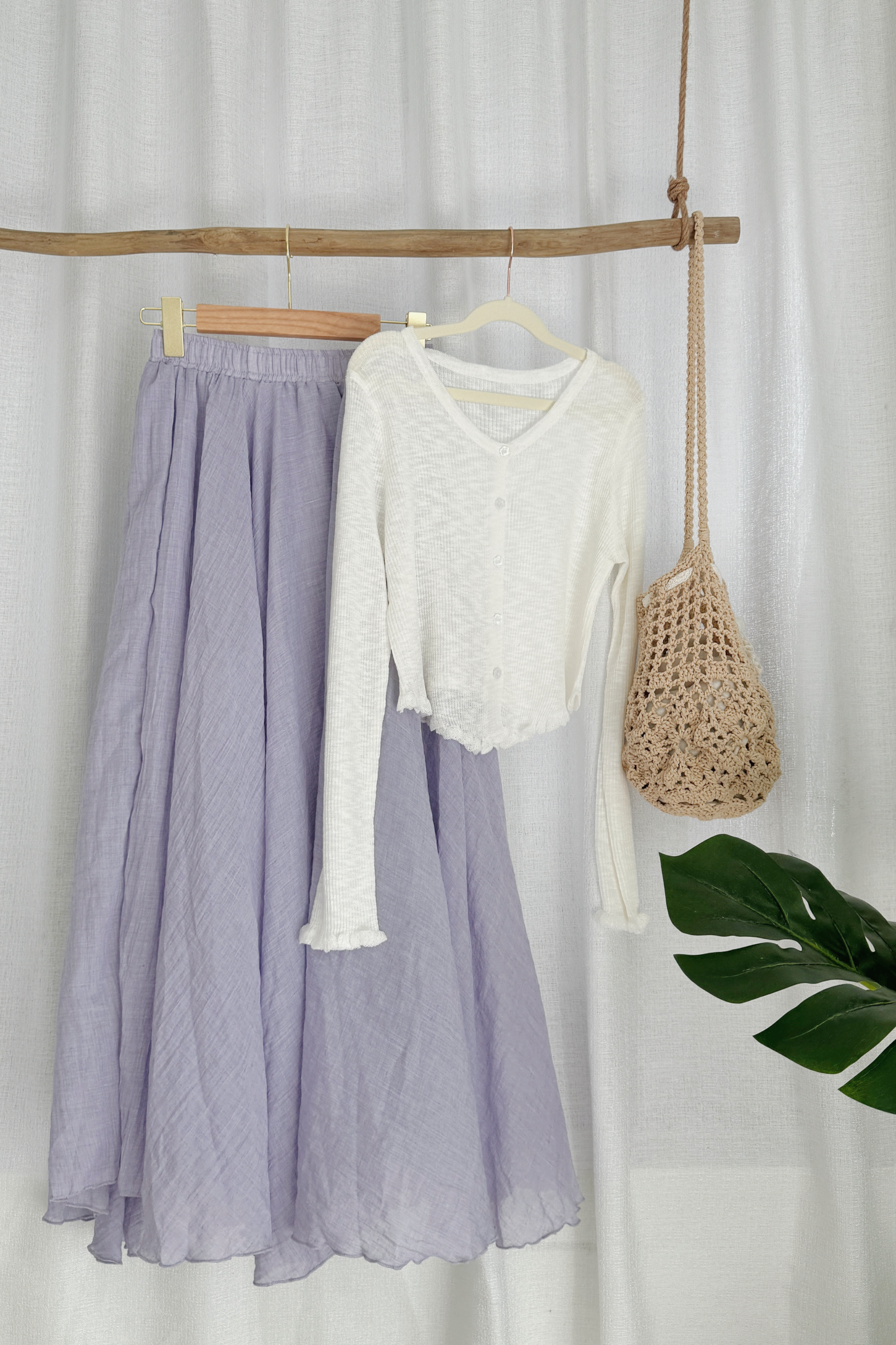 简约气质薄款棉麻半裙