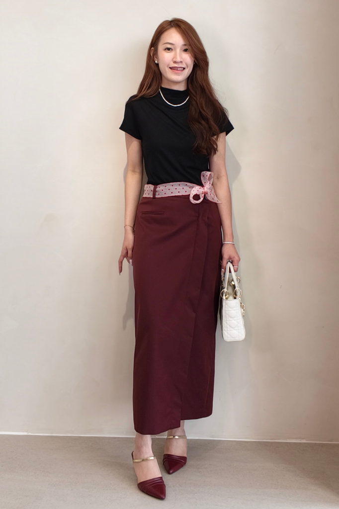 E8236BS Minimal Wrap Midi Skirt