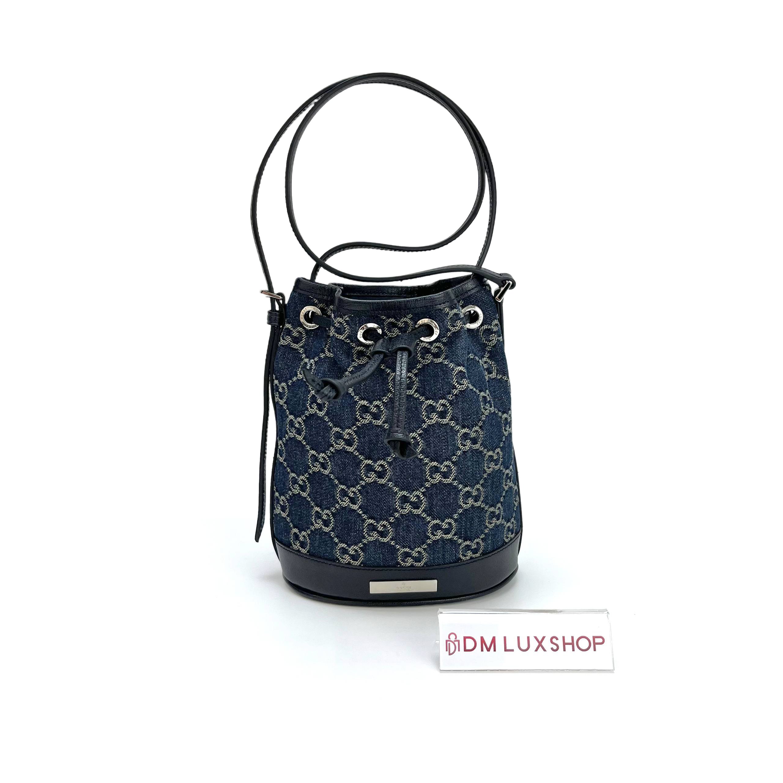 Gucci Blue Denim Mini Bucket Bag SHW