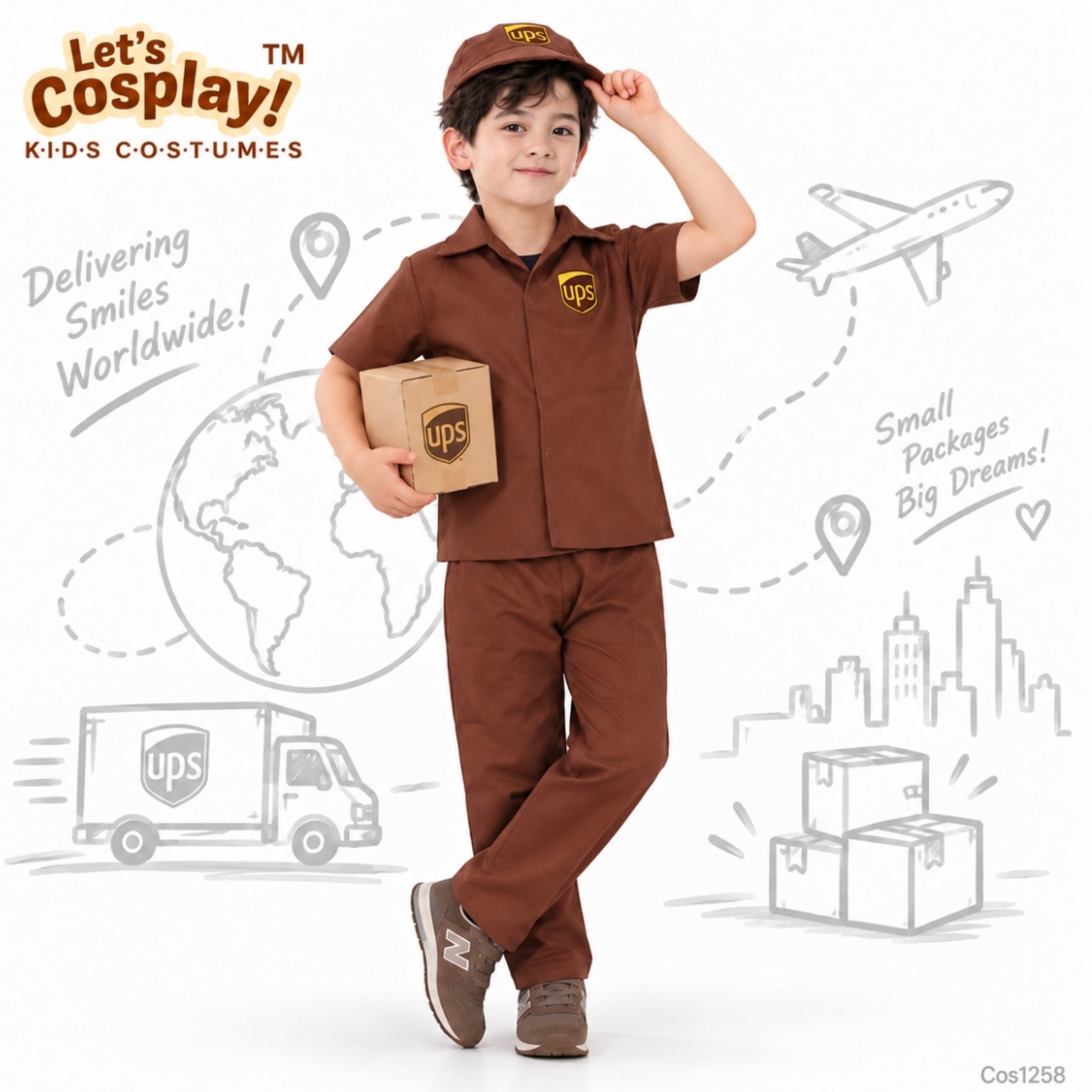 兒童 UPS 主題國際快遞員角色扮演服｜Kids Delivery Courier Costume Career Day COS1258