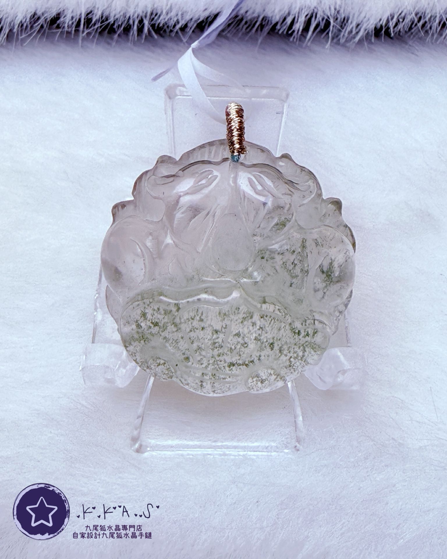 K00146 綠幽靈 雙狐 - 吊墜/手牌兩用款