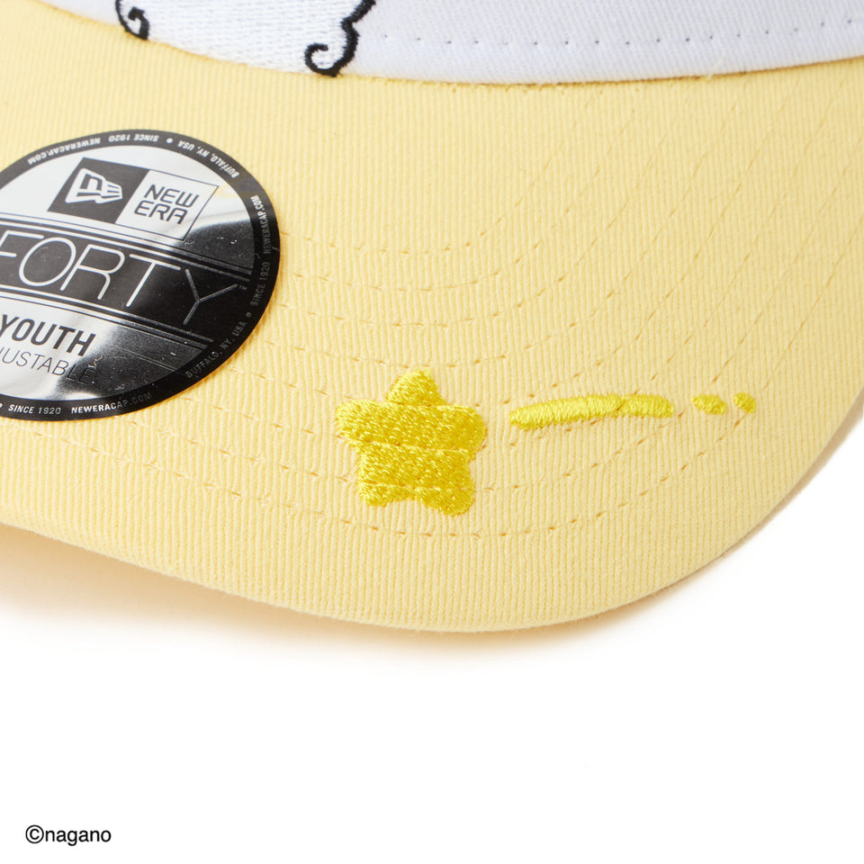 New Era Kids Youth 9FORTY A-Frame Tracker Chiikawa / Chiikawa, Hachiware, and usagi Design, White/Soft Yellow