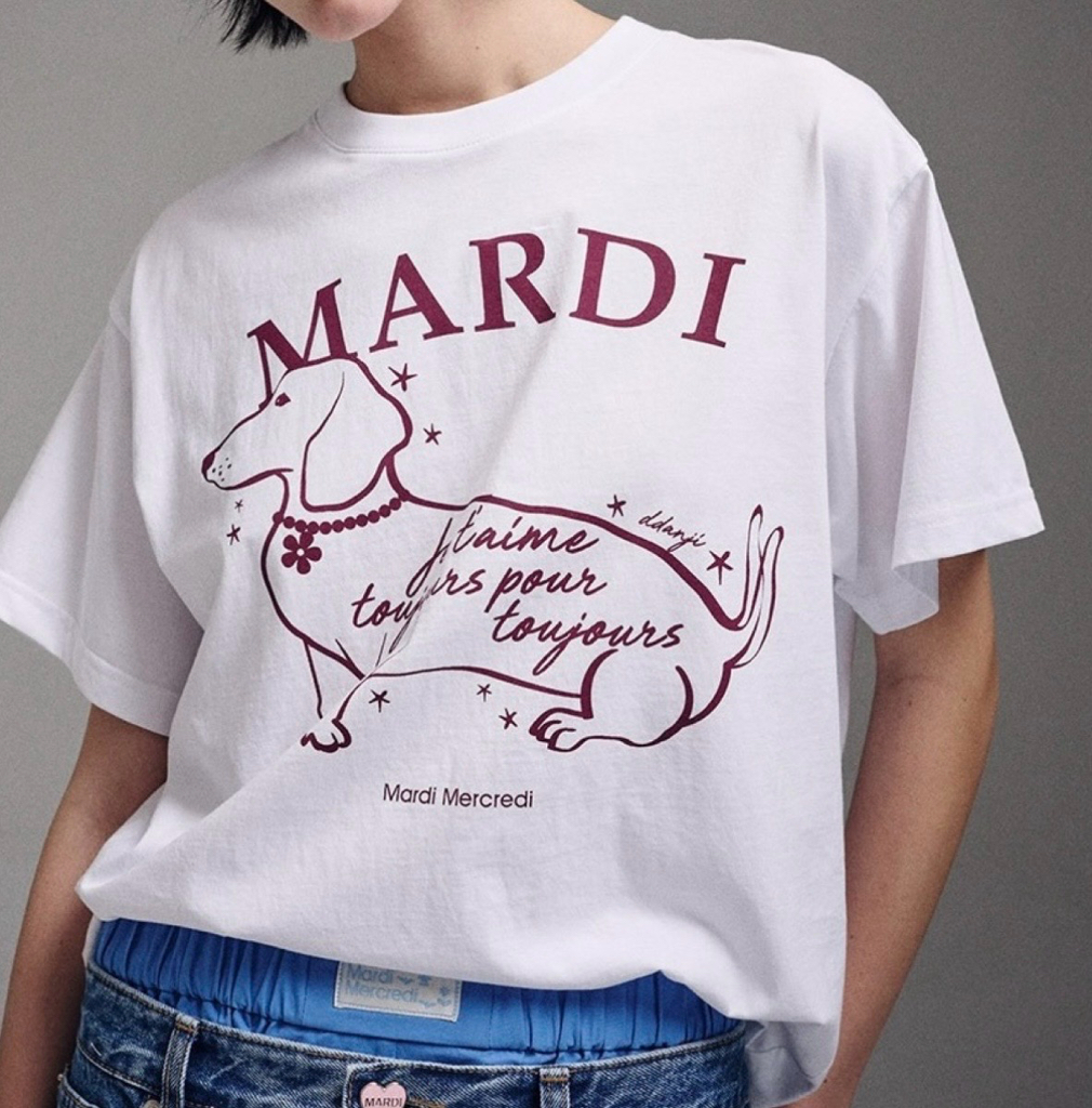 Mardi Mercredi臘腸狗圖案短袖Tee