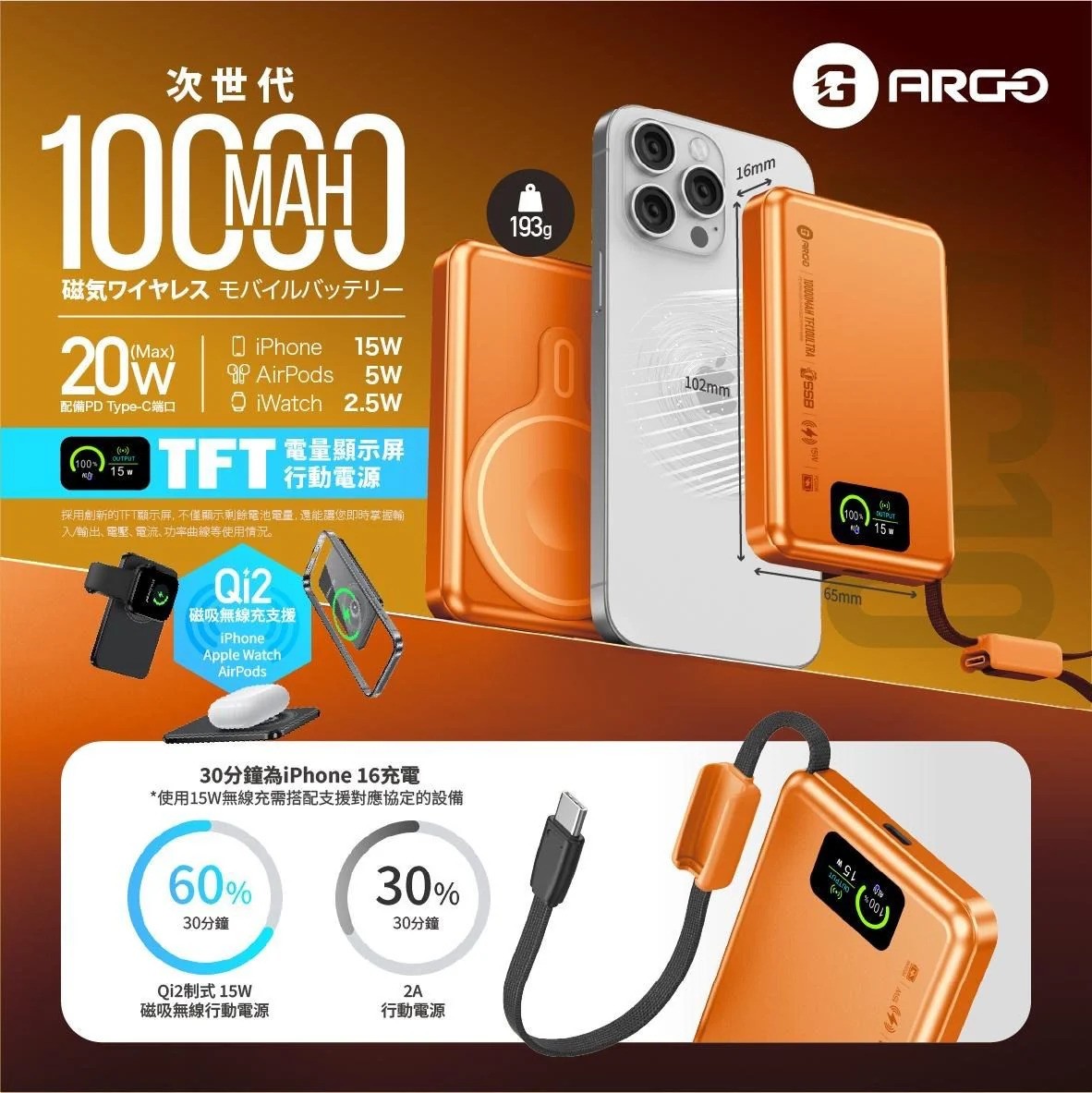 ARGO TFC10 Ultra 5合1 10000mAh 行動電源 [3色選擇]