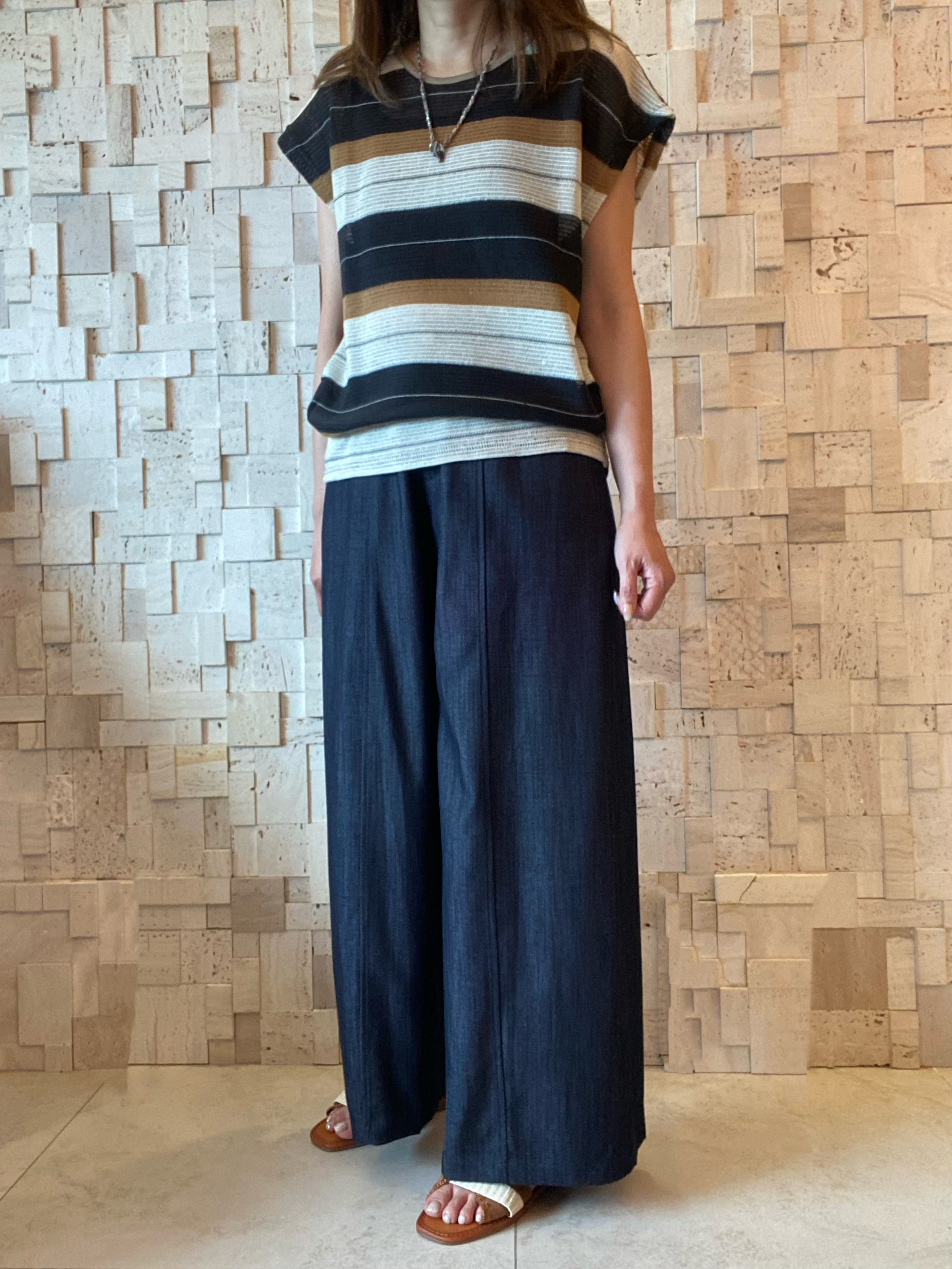 #2078 夏日透氣條紋棉線Top 🌞