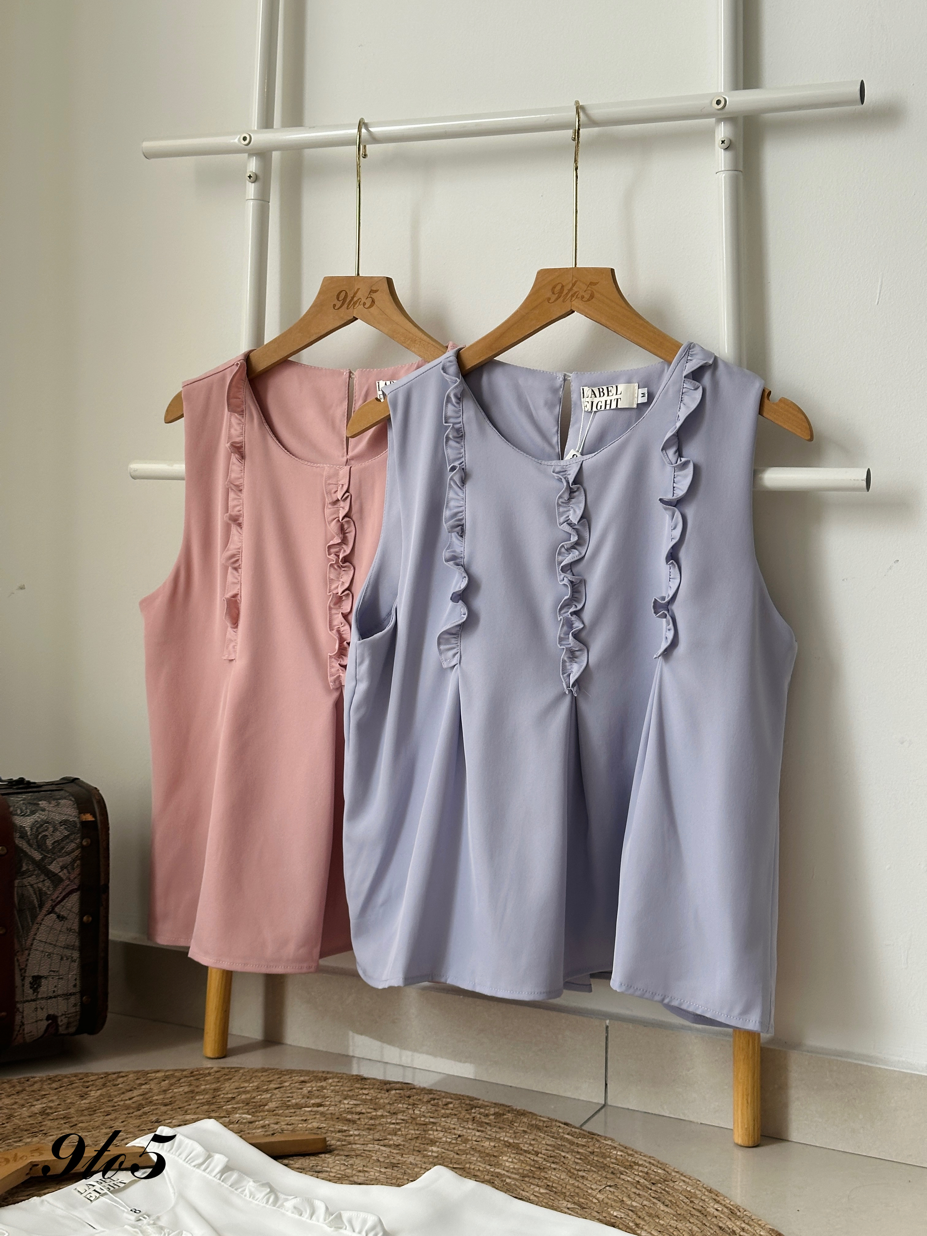 T3925 Sleeveless Ruffle Top - 4 Colors