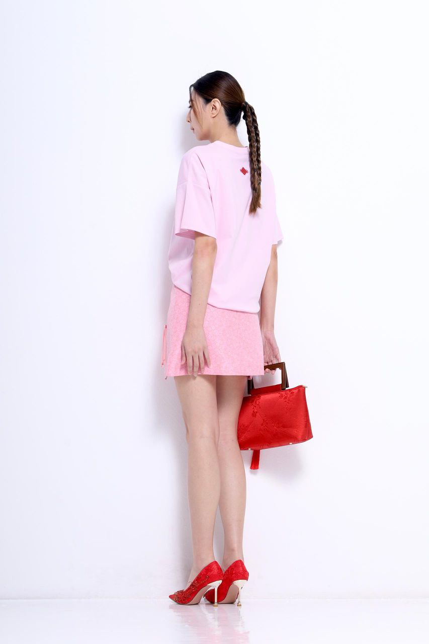 刺绣粉红马图案宽松上衣 2649