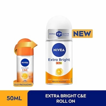 NIVEA Deodorant Roll On 50ml Extra Bright C&E