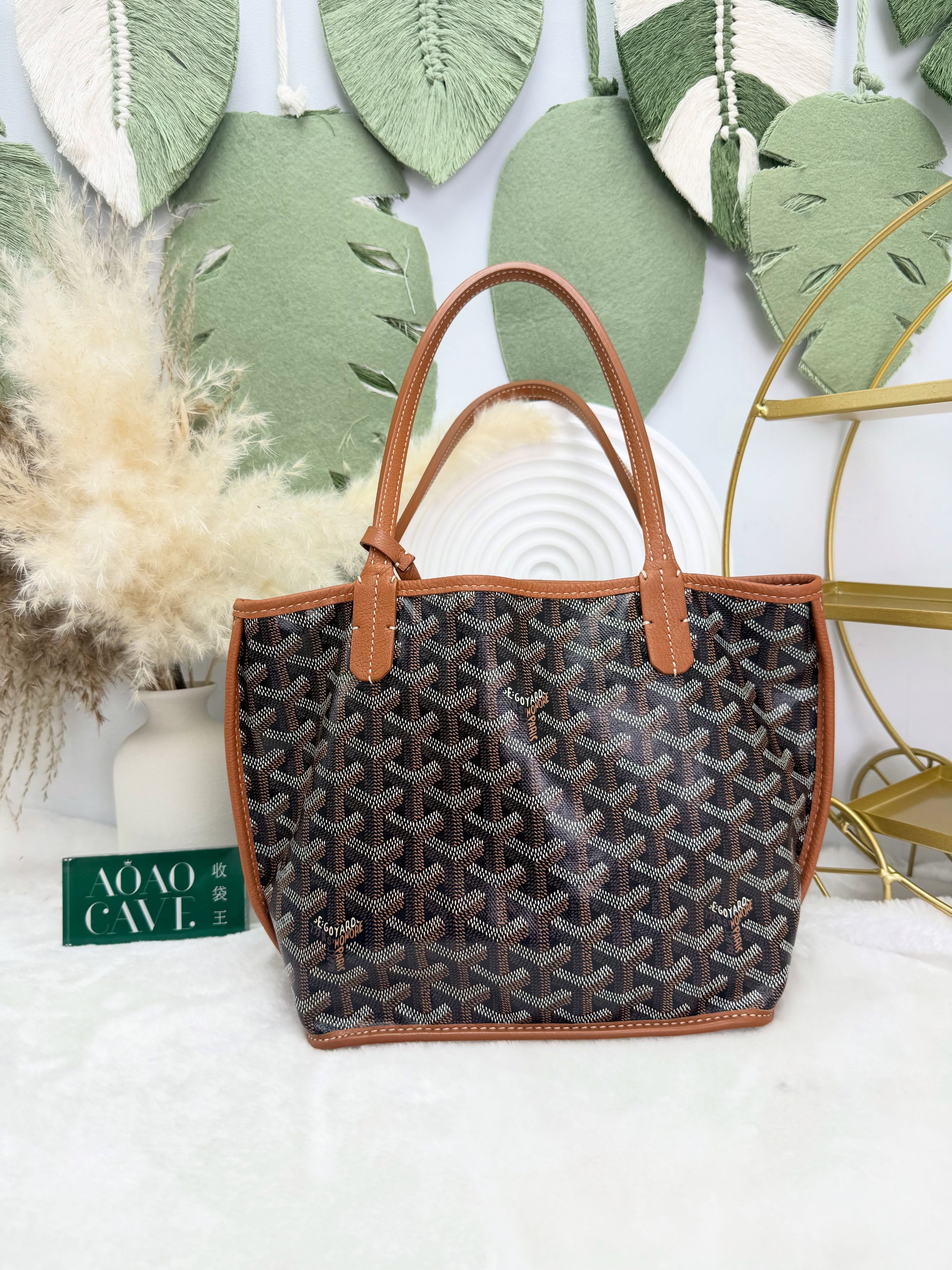 Goyard 👜 PRE OWNED 🛍️Anjou mini tote黑棕色🖤有子袋🤎