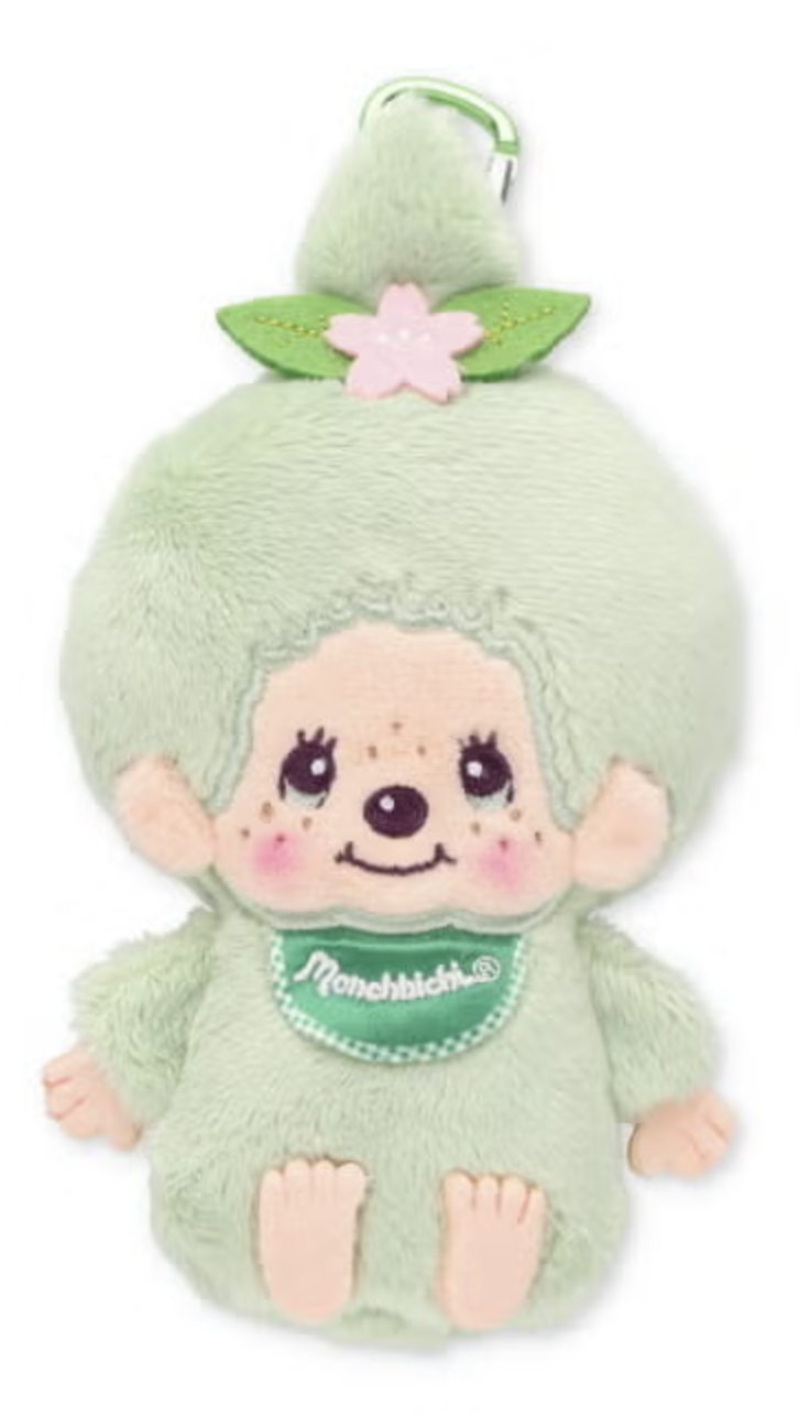 抹茶Monchhichi 毛毛拉鍊袋附爬山扣
