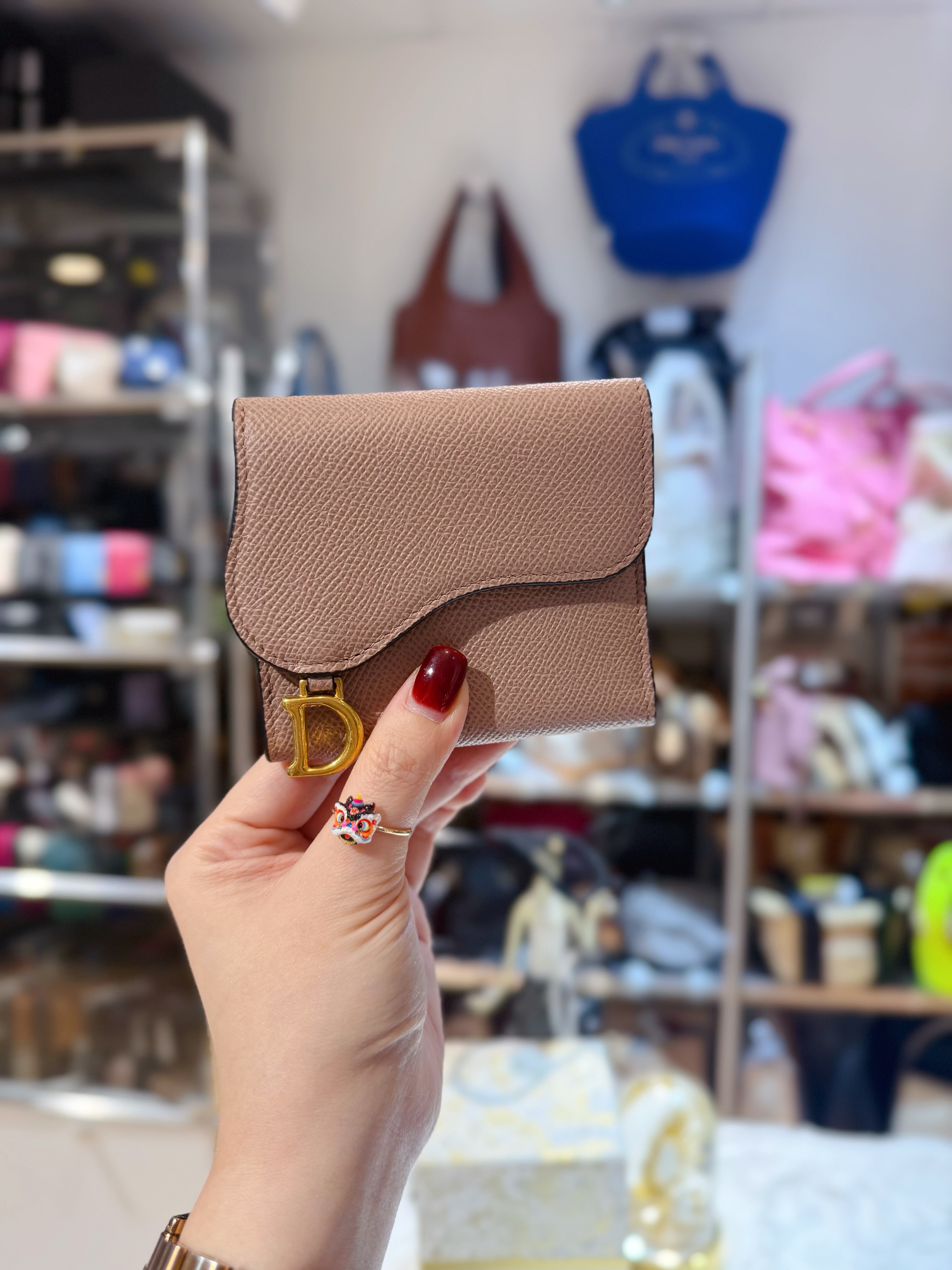 Dior saddle lotus wallet pink