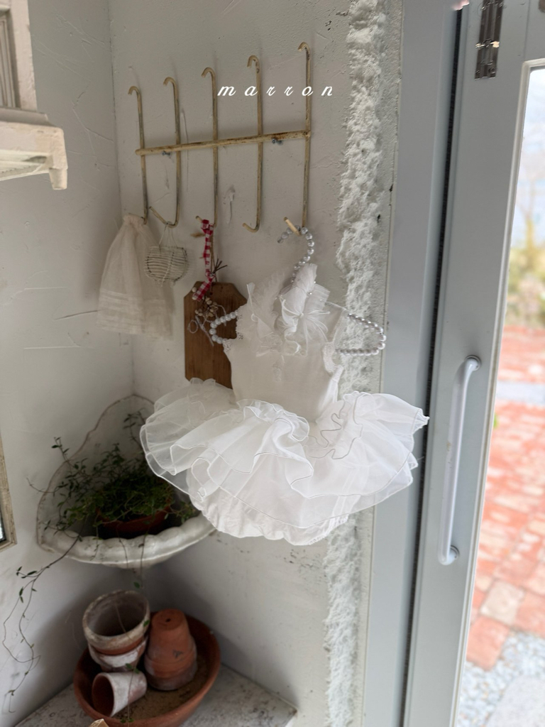 ☀️預訂 韓國直送☀️🇰🇷Marron兩色緞帶蕾絲薄紗背心包屁裙