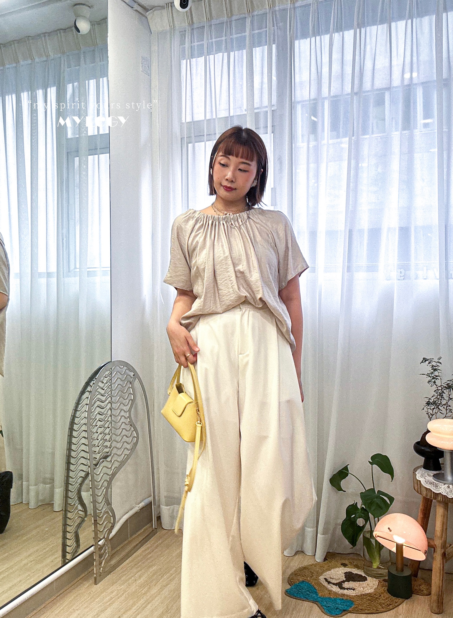 隨性的背影～ 3-ways後綁帶清爽襯衫 CK0010 - 杏色 Beige