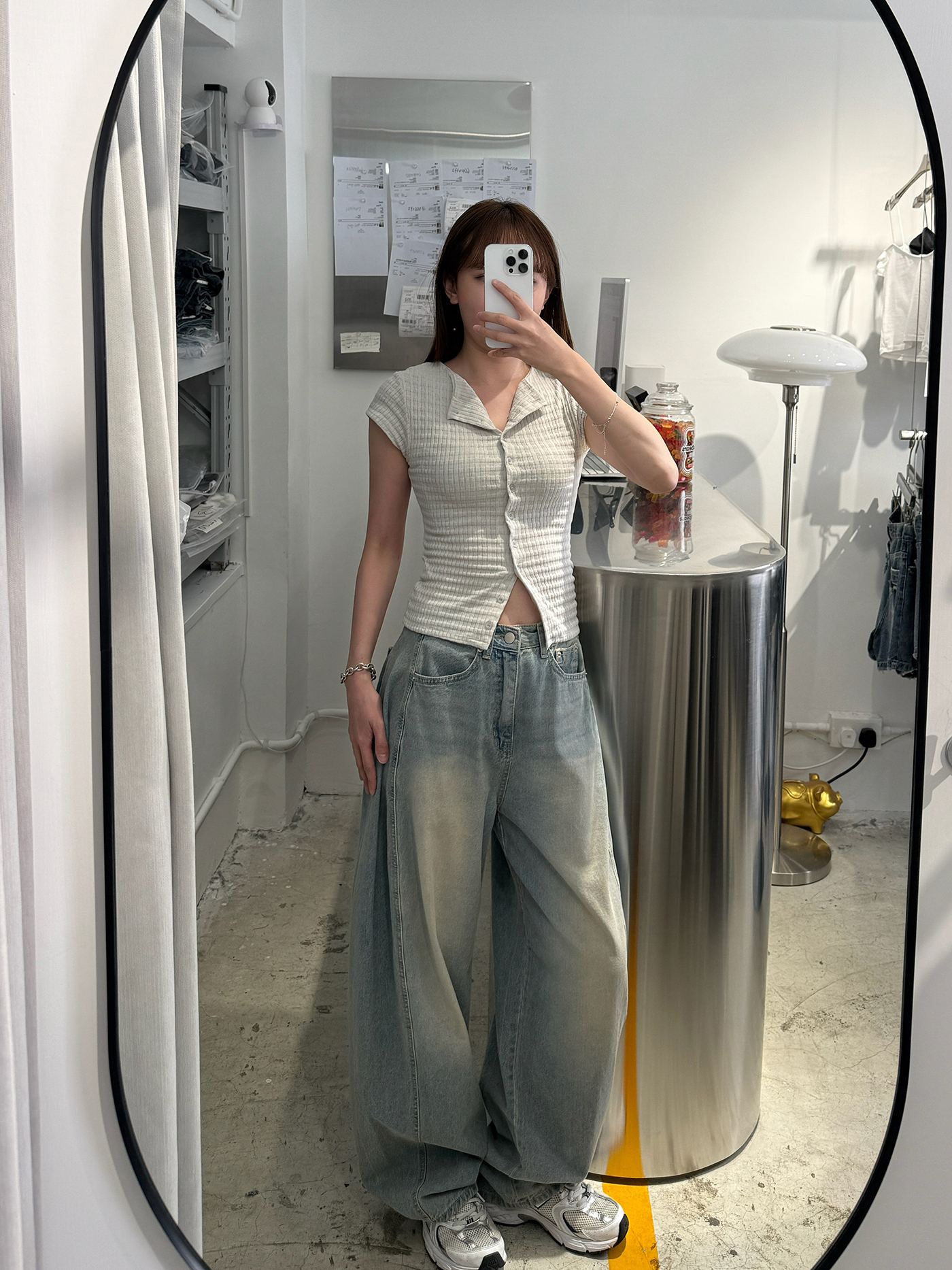 𝐒𝐥𝐢𝐦 𝐠𝐫𝐢𝐝 𝐩𝐚𝐭𝐭𝐞𝐫𝐧 𝐬𝐡𝐨𝐫𝐭 𝐬𝐥𝐞𝐞𝐯𝐞 𝐭𝐨𝐩