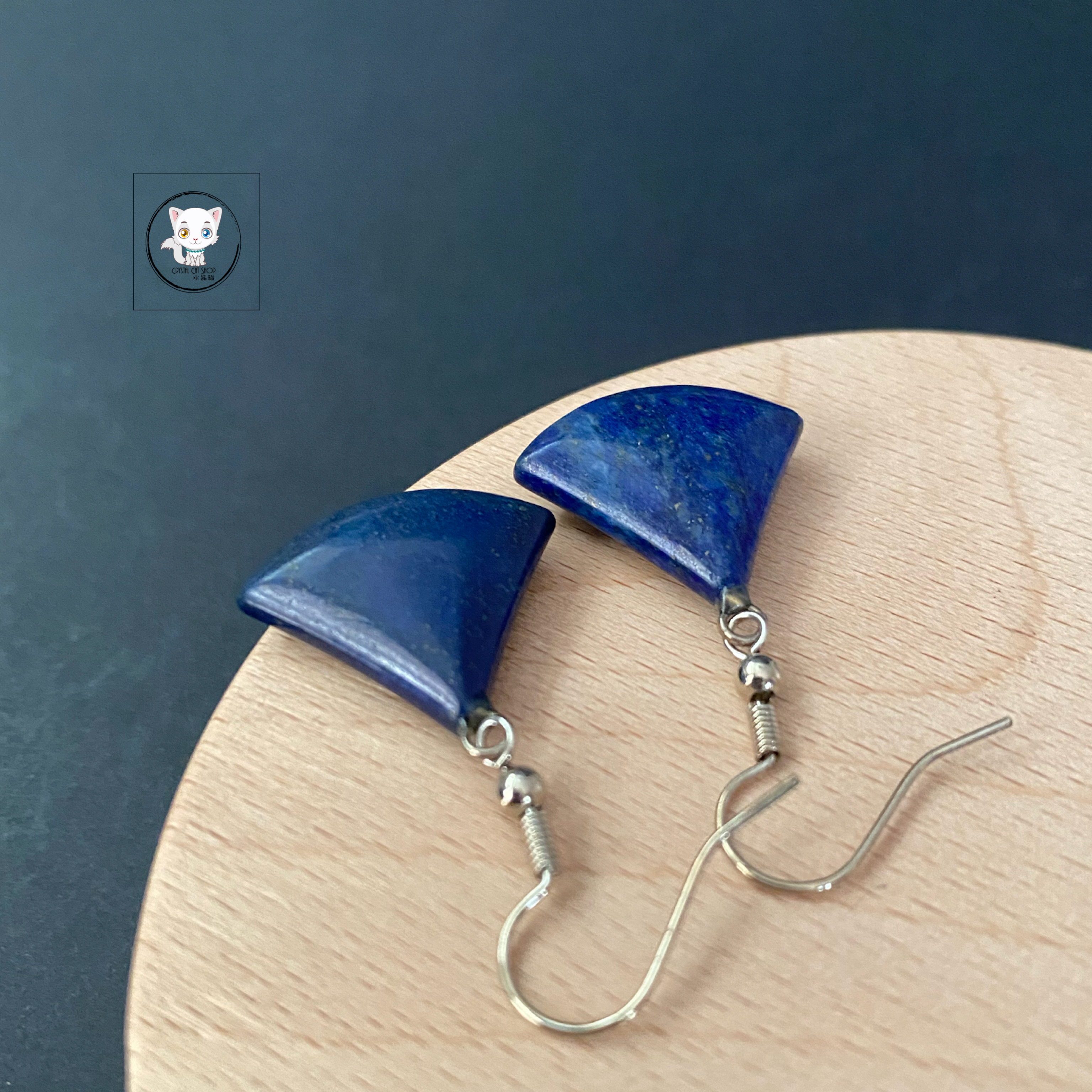 青金石三角形耳環 18.5mm