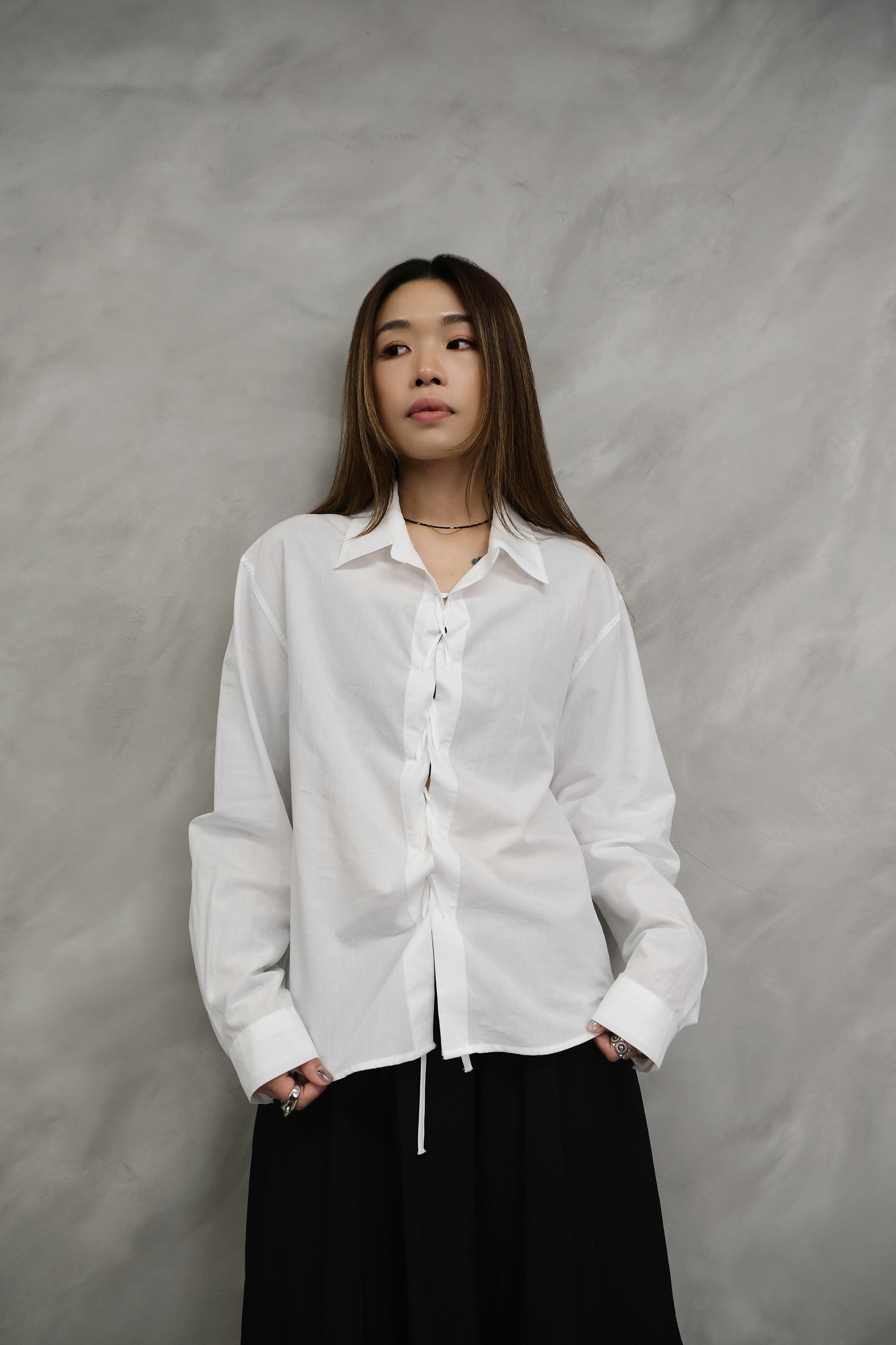 Ruched Front Crisp Cotton Shirt #sh39