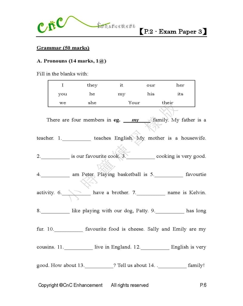 模擬試卷 (二年級)