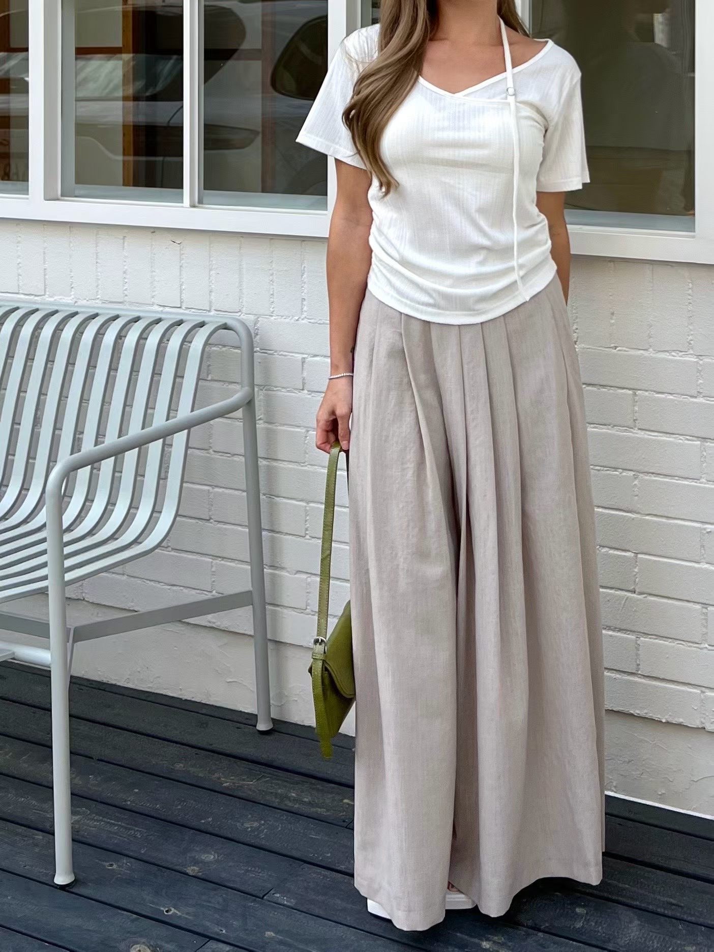 B20 掛頸側皺摺Top 