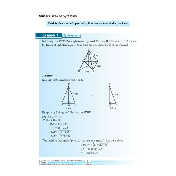 Secondary 2 Integrated Mathematics Geometry, Mensuration & Trigonometry 