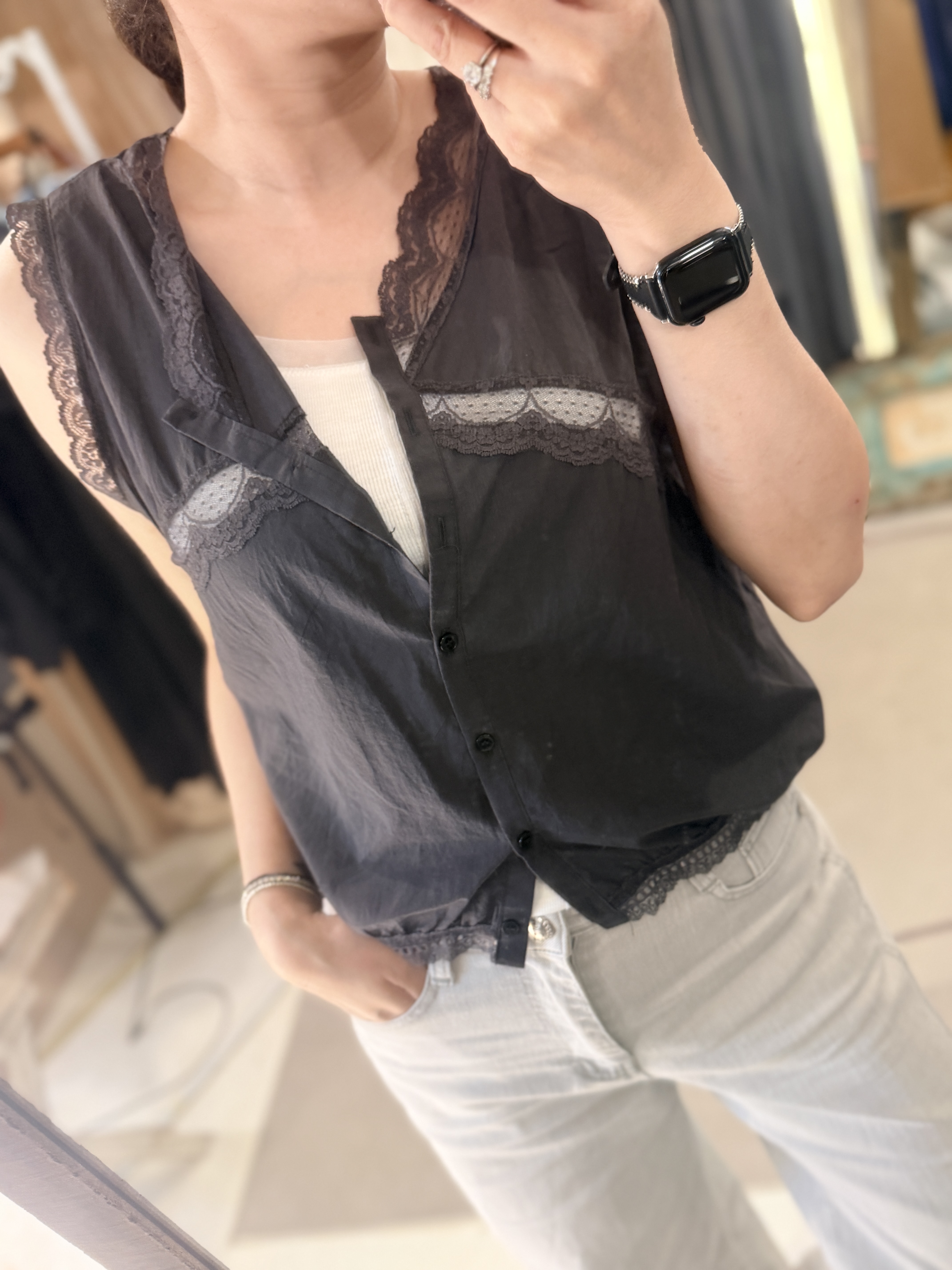Lace vest shirt
