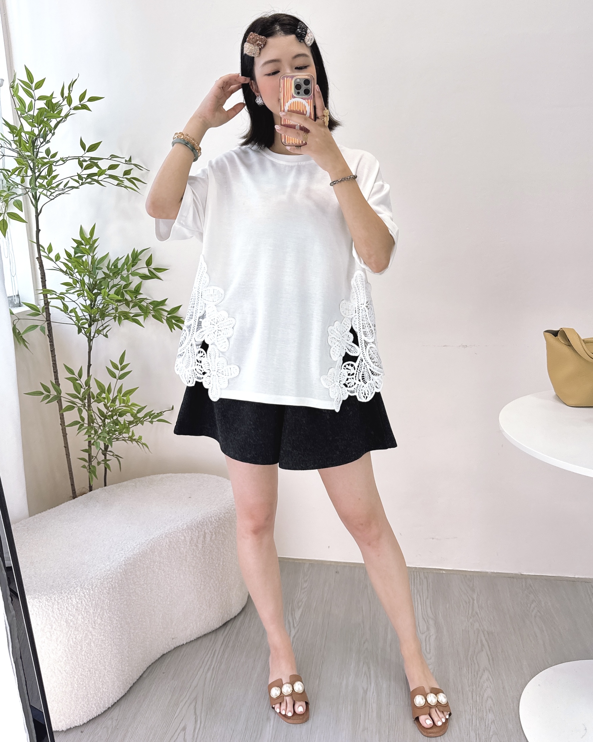 滑身空氣棉拼通花上衣 3色