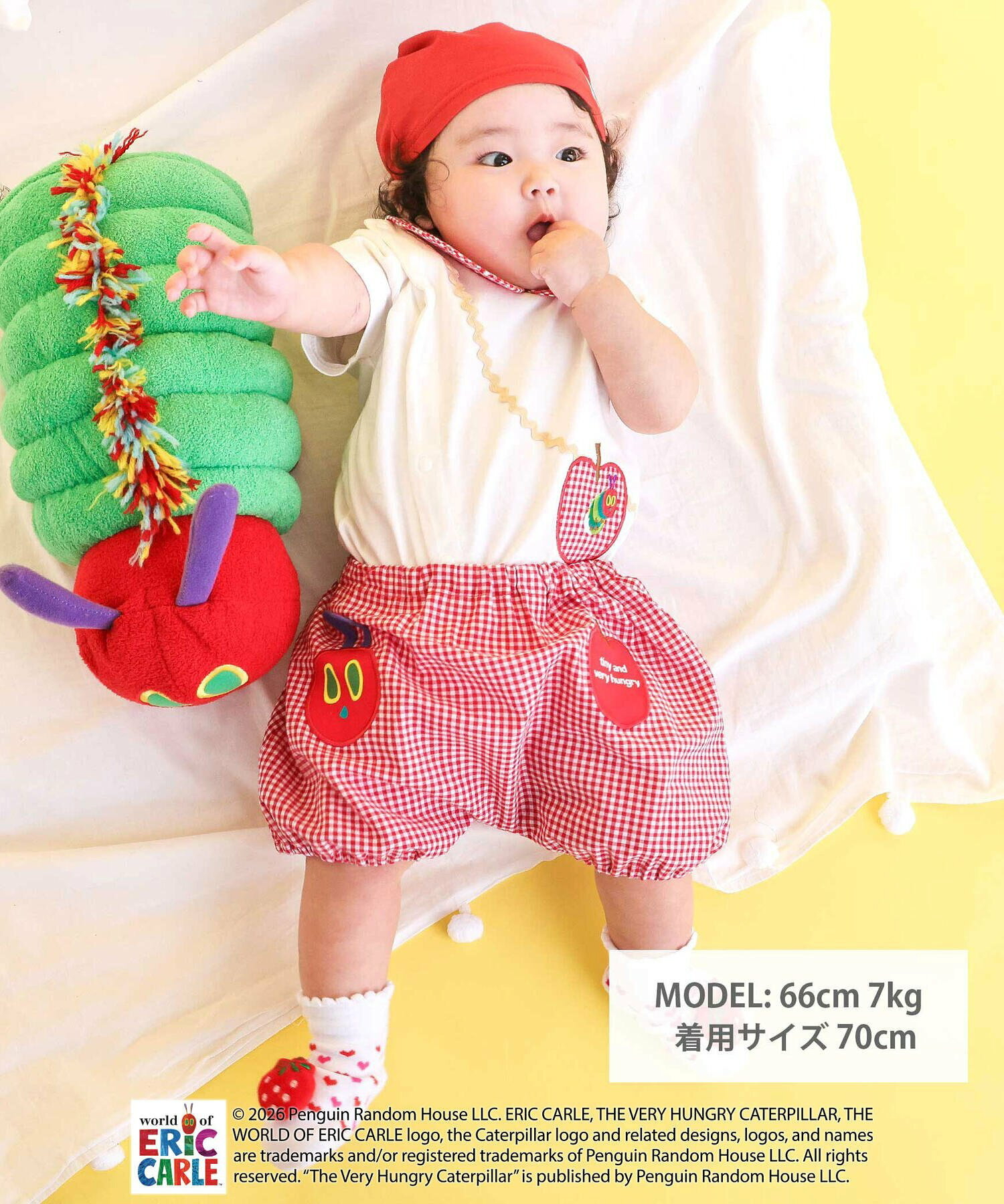 🇯🇵預訂 日本直送🇯🇵兩色好餓的毛毛蟲格紋條紋翻領短袖包屁衣