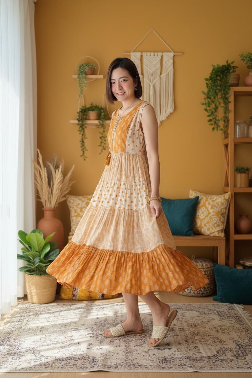 Ginger Yellow Cake 4-layer Sleeveless OP 45" #1453
