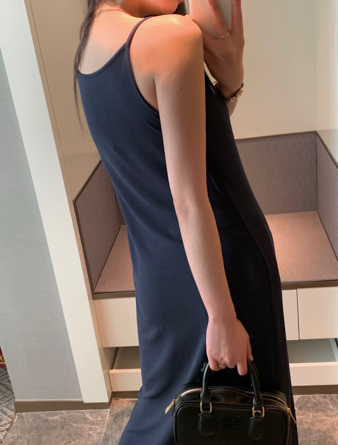 Feminine stretchy long dress SET