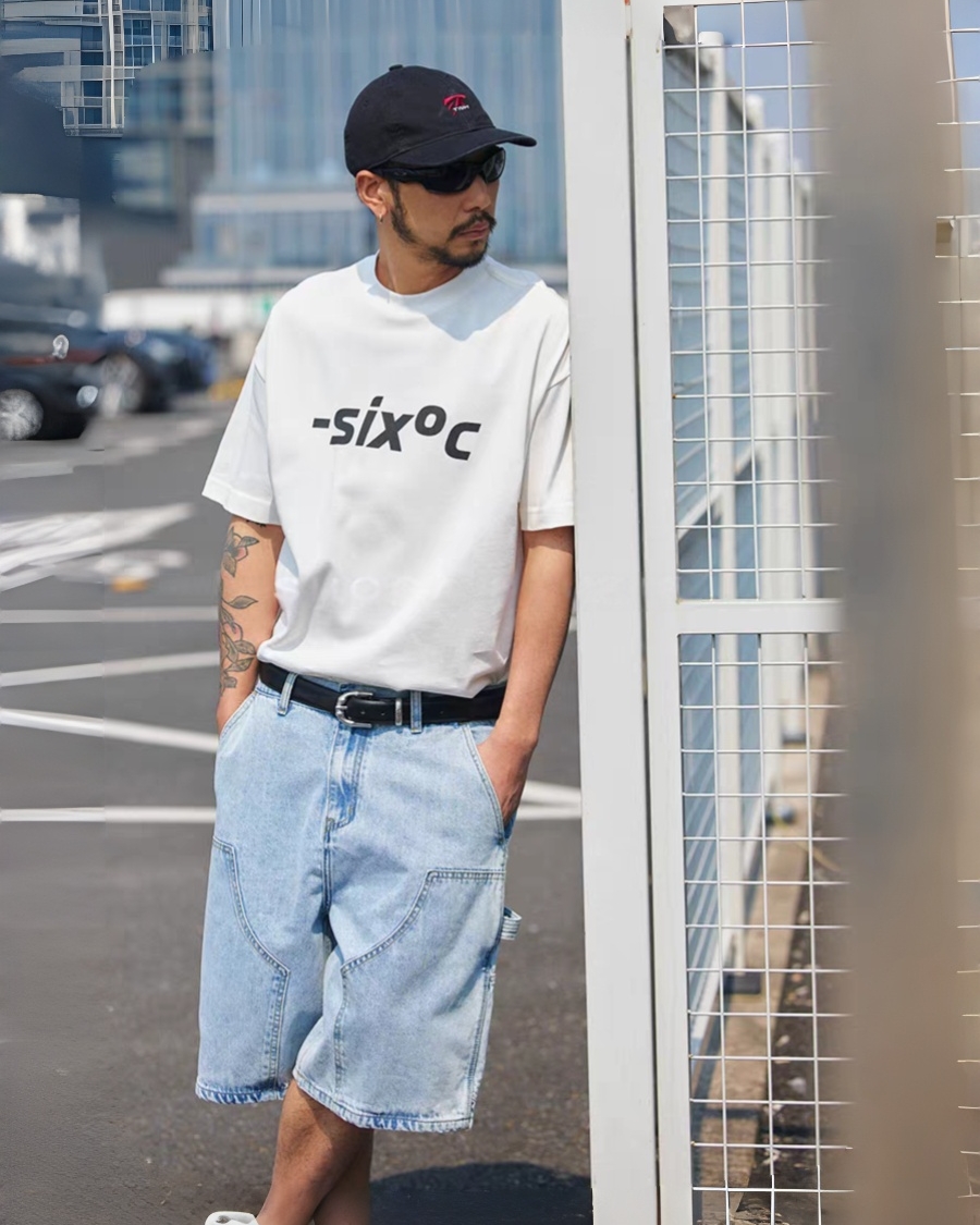 M1326 重磅洗水簡約英文印花Tee