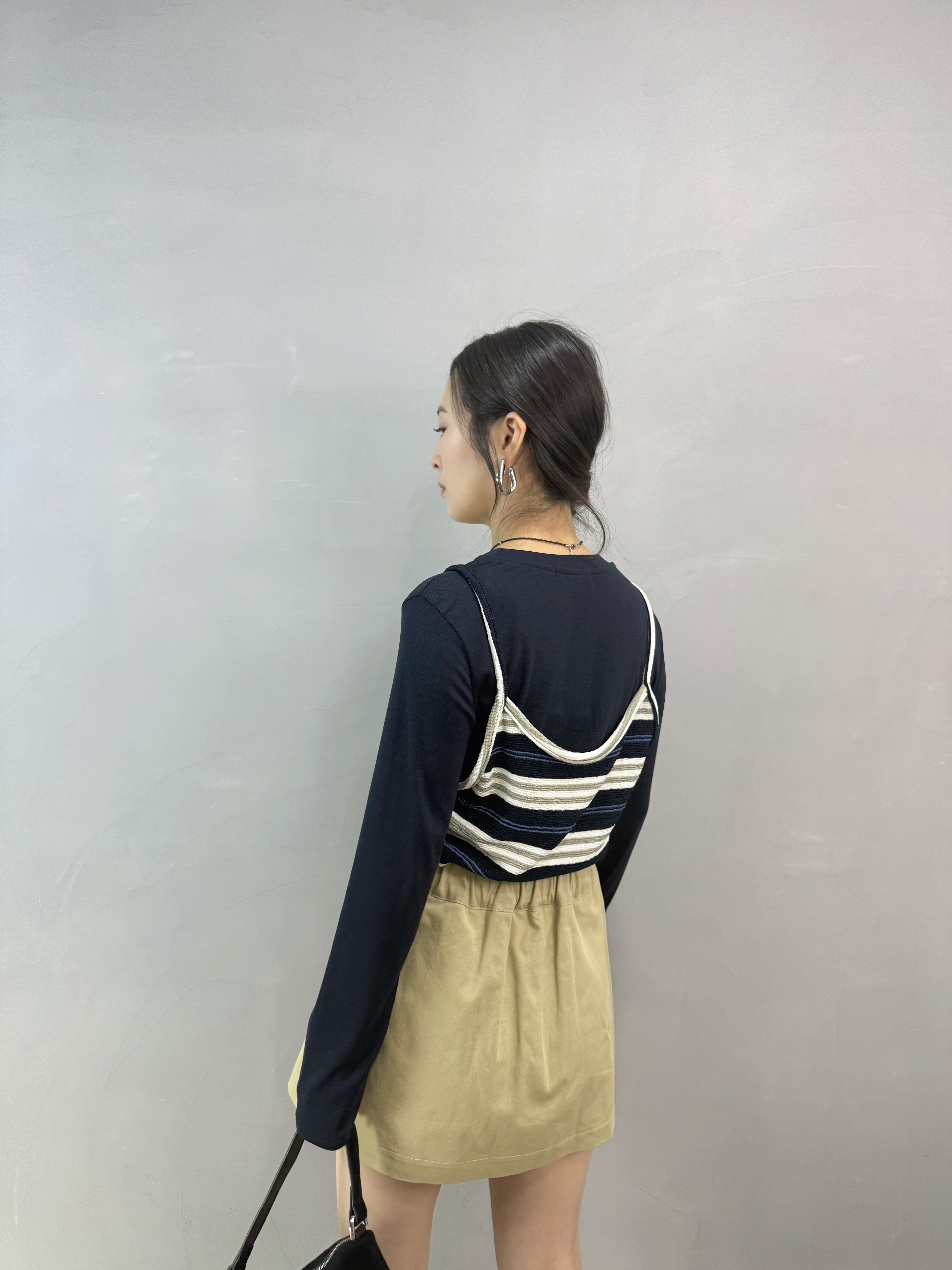 E12 拼色吊帶假兩件Top