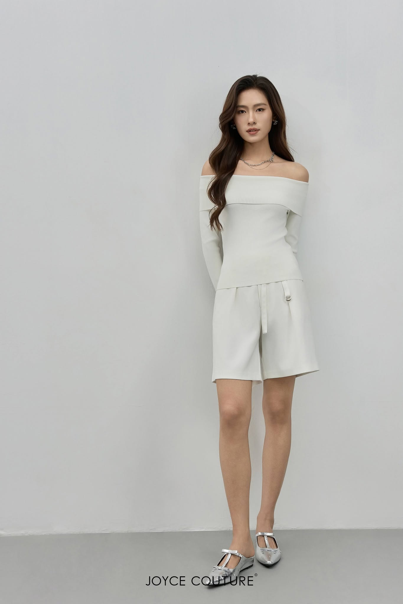 一字肩长袖上衣 T0697