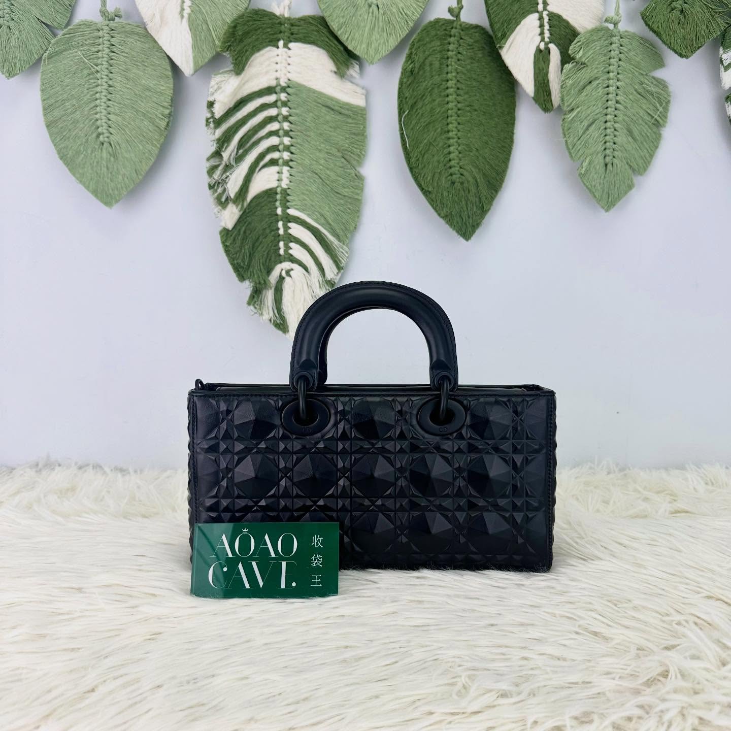 DIOR 🤍PRE OWNED Lady D-Joy So Black鑽石菱格款 全套有盒🖤
