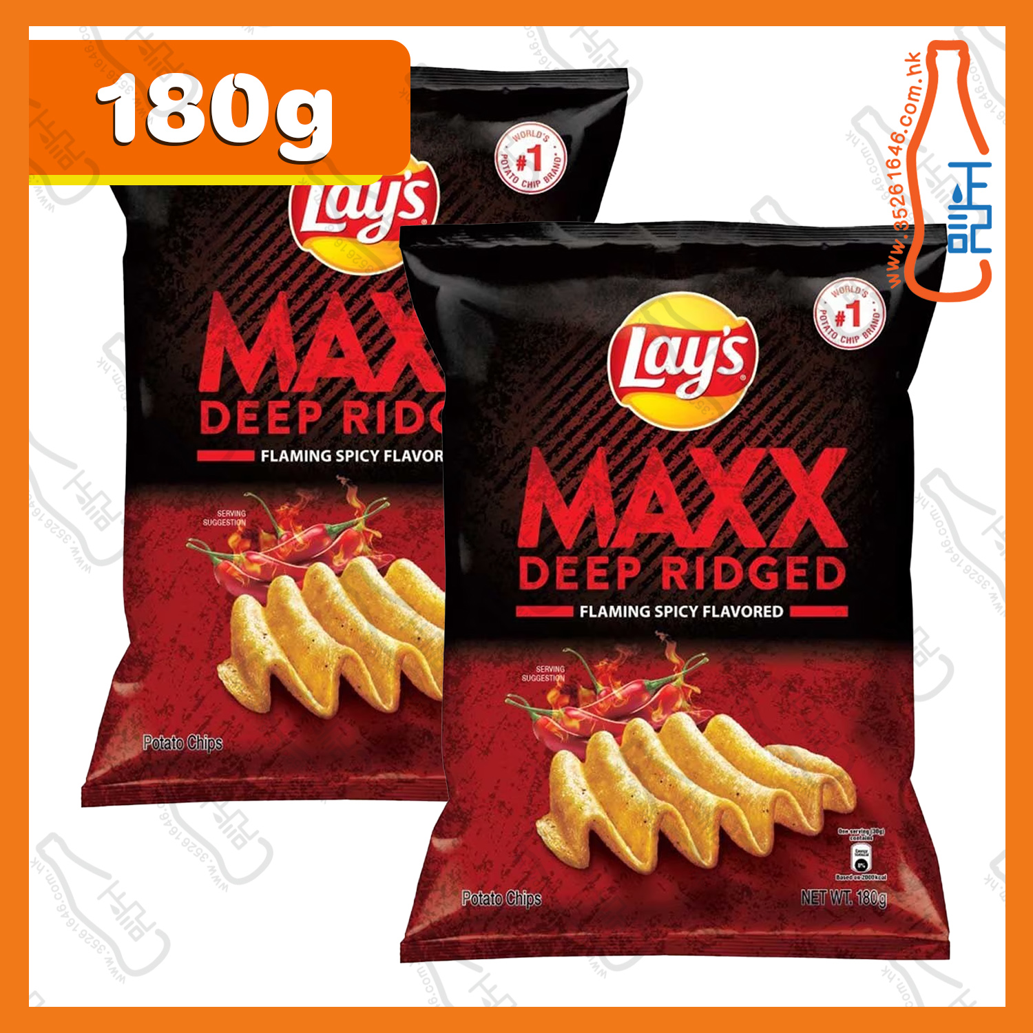 ==Lay's樂事 大波浪薯片-辛辣味 180g x 2包 /份