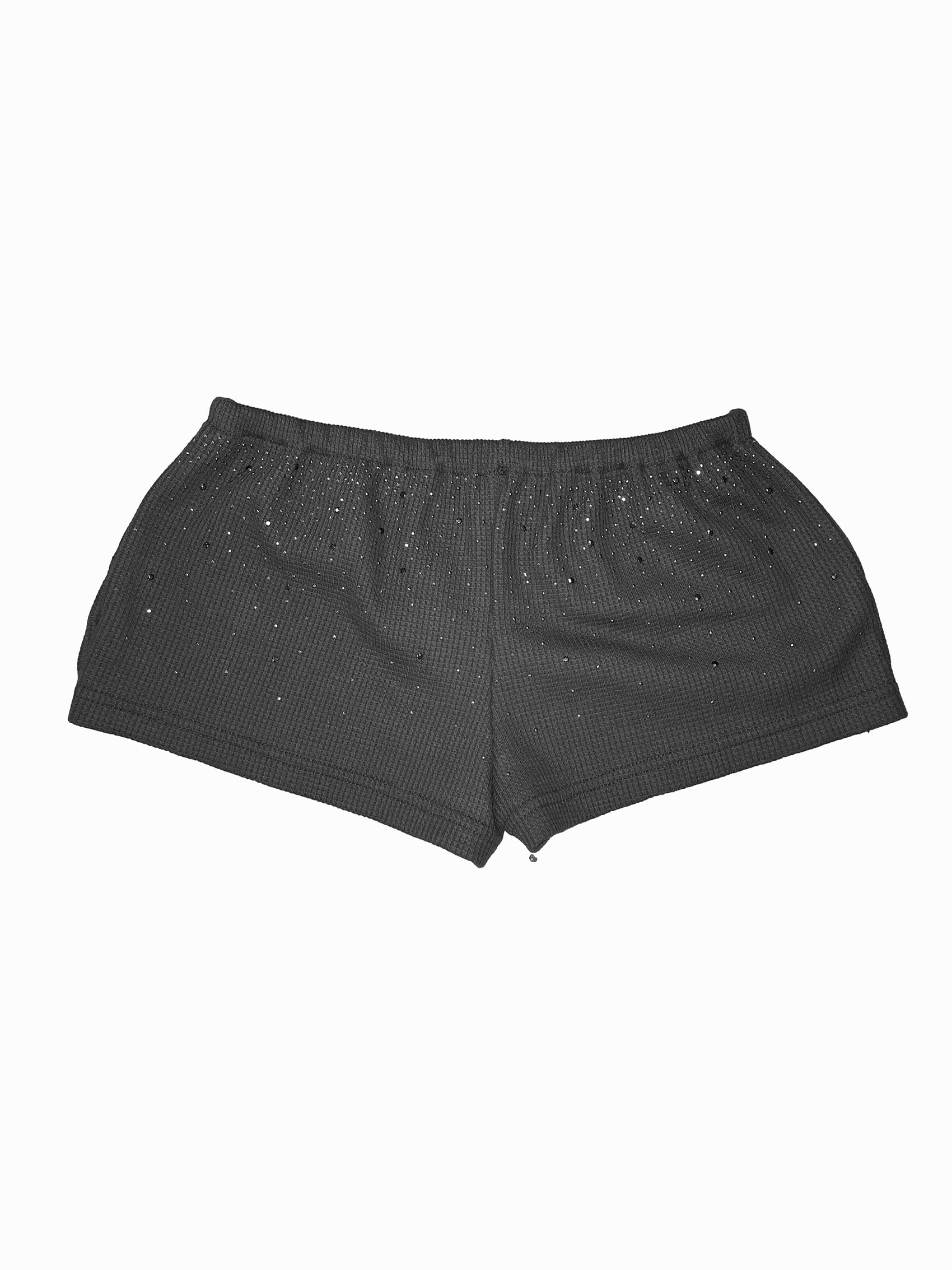 Waffle Knit Rhinestone Shorts