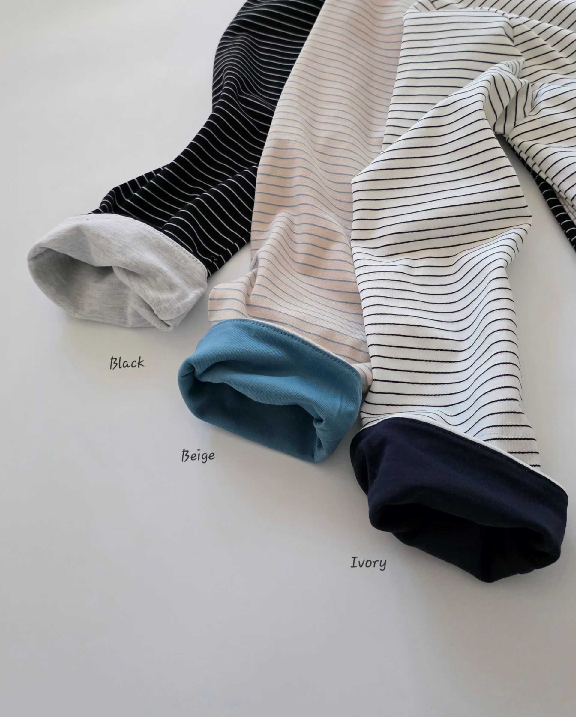 拼色摺袖間條top