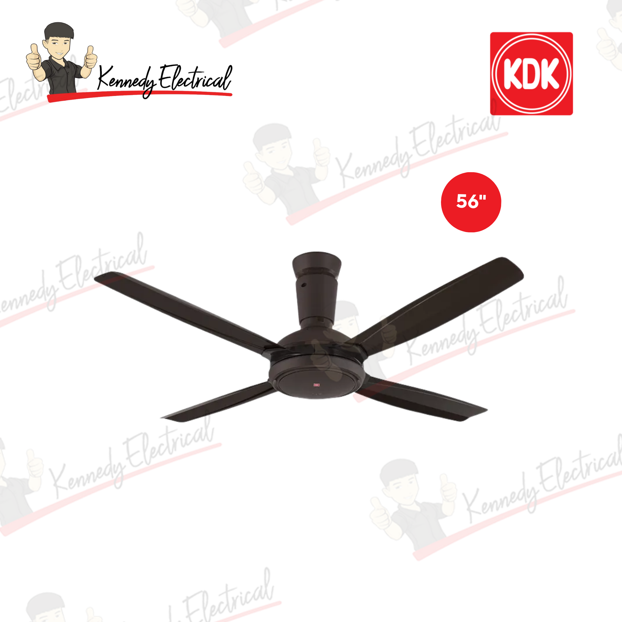 KDK 56" 4-Blade Remote Ceiling Fan K14XZ-PBR (Brown)