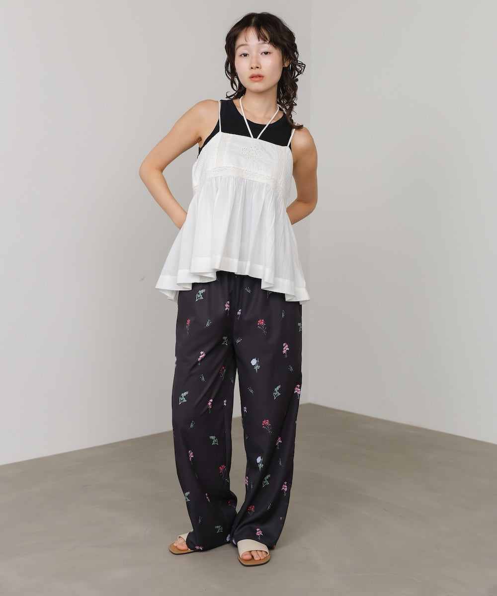 <JP> 細肩刺繡蕾絲傘擺Top* 3色入 <預購>