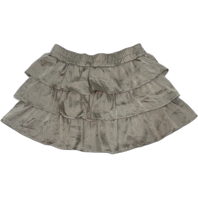 Tiered Ruffled Satin Mini Skirt