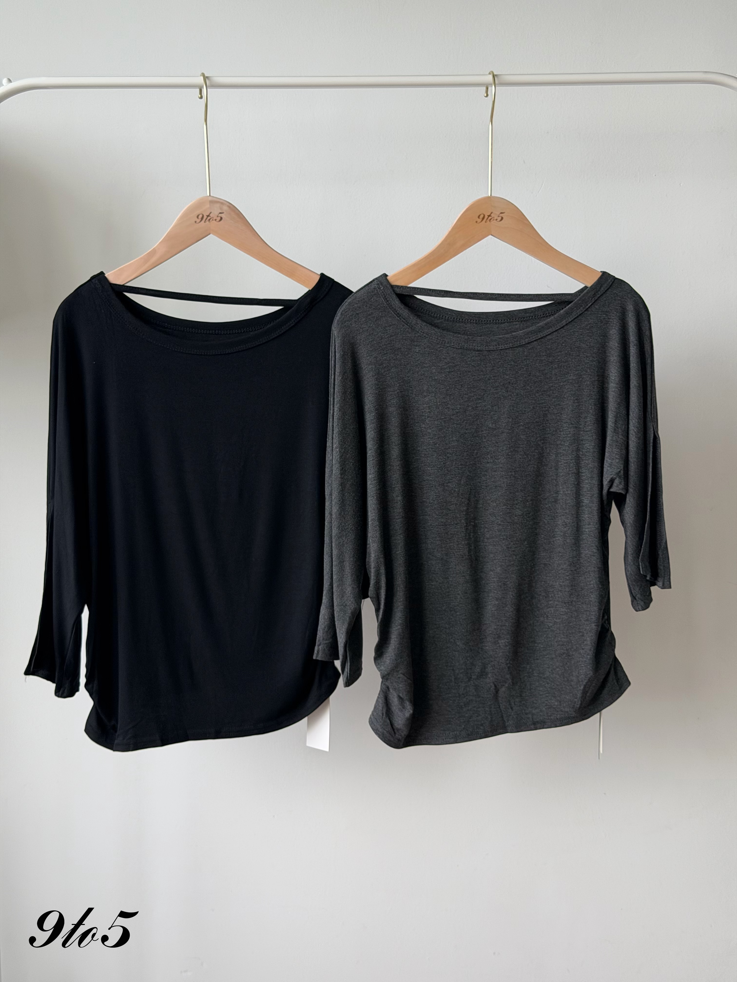 T4541 Irregular Sleeve Side Ruched Top - 4 Colors 