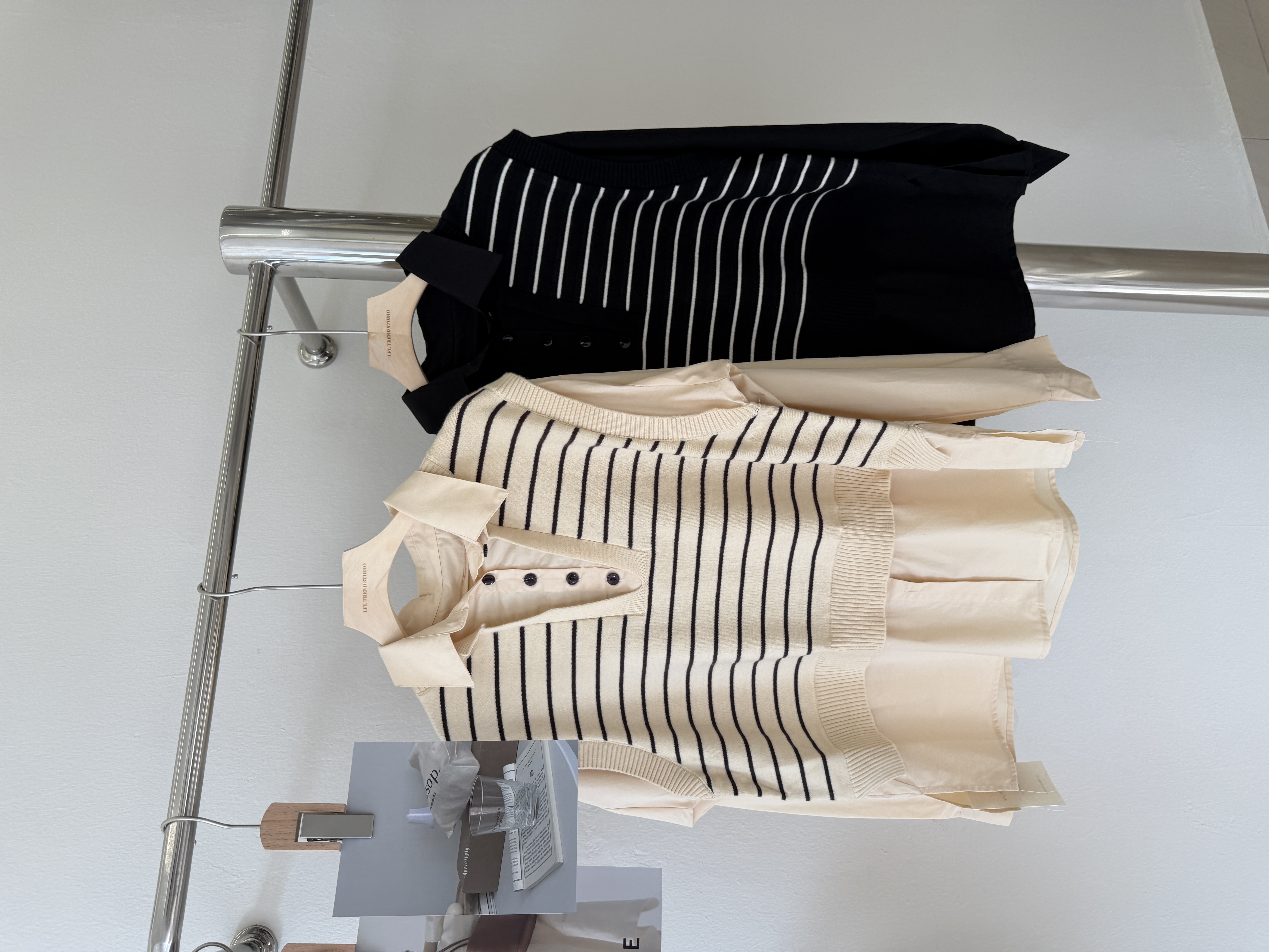 6543 韩系假两件条纹衬衫