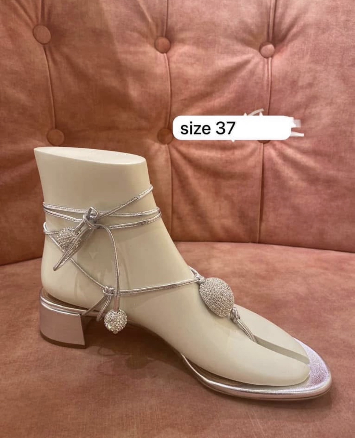 Aquazzura 銀色水晶涼鞋 37