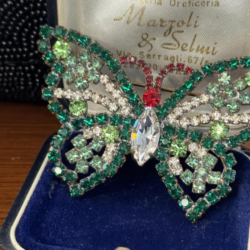 Vintage C.a. 1980s Czechoslovakian Sparkling Butterfly Brooch (B030)