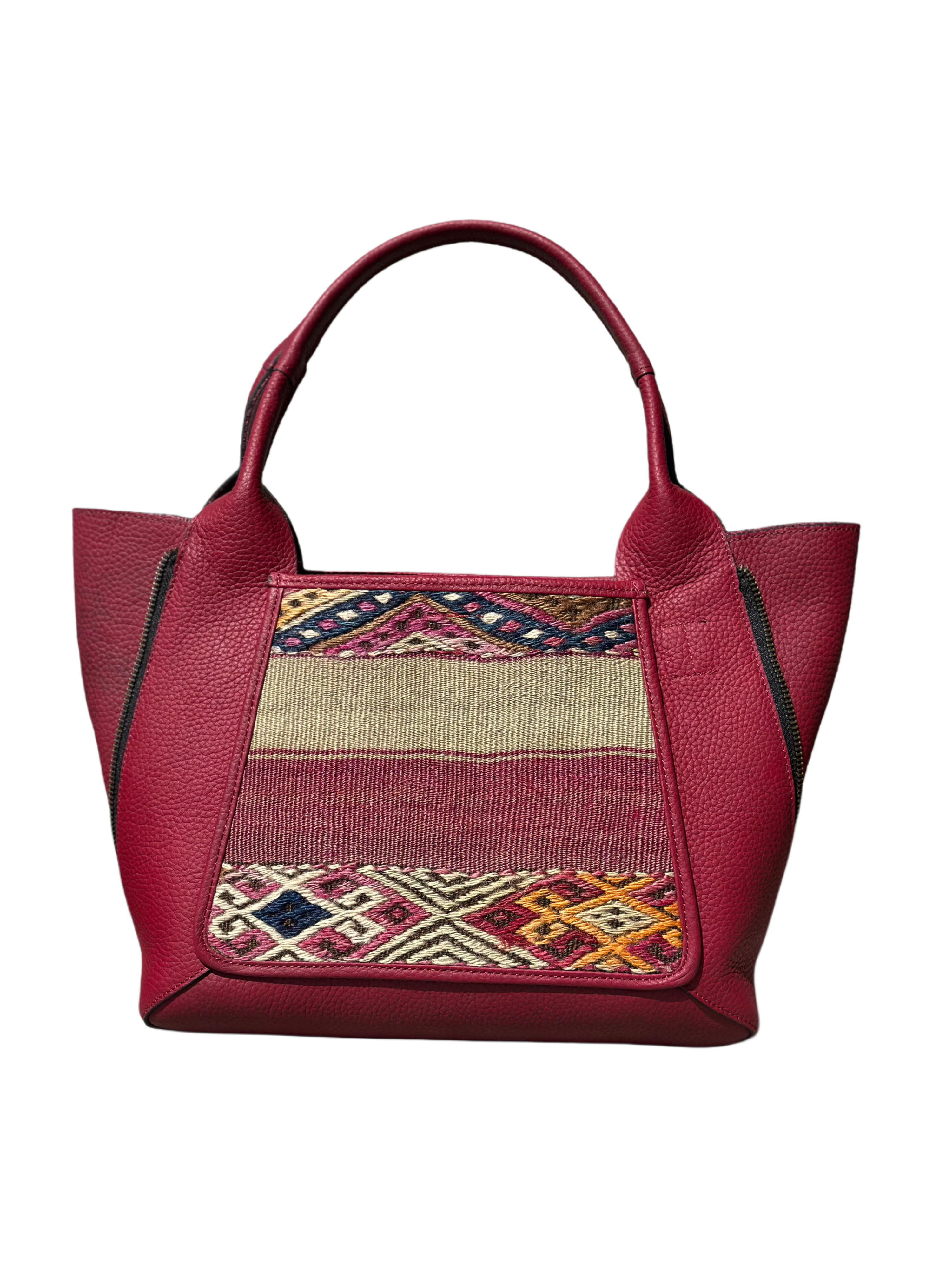 K18 土耳其真皮地氈手袋（酒紅色）